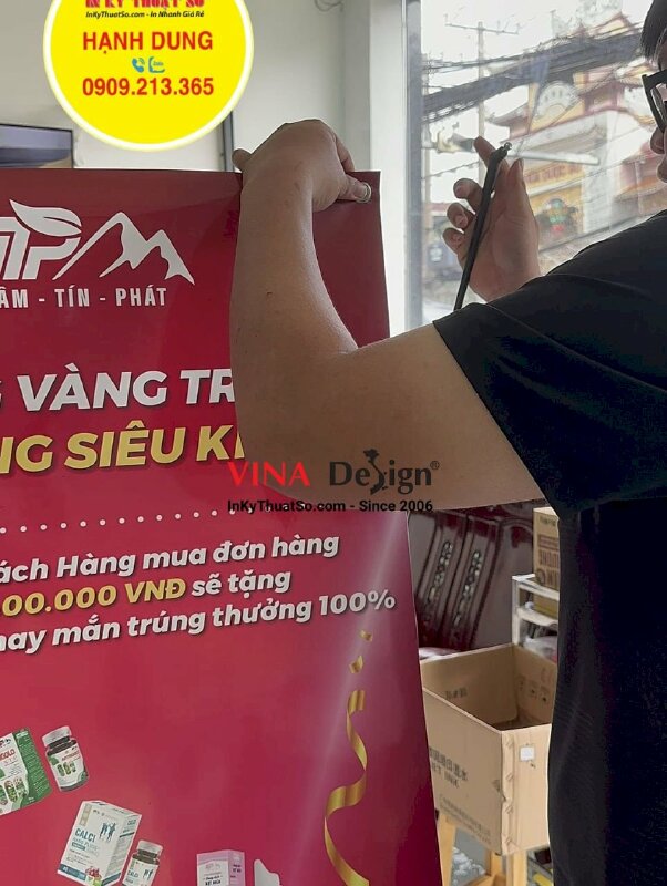 In Standee X gắn Poster sự kiện khuyến mãi - INKTS869