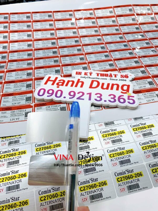 In tem bạc dán động cơ máy móc - INKTS518