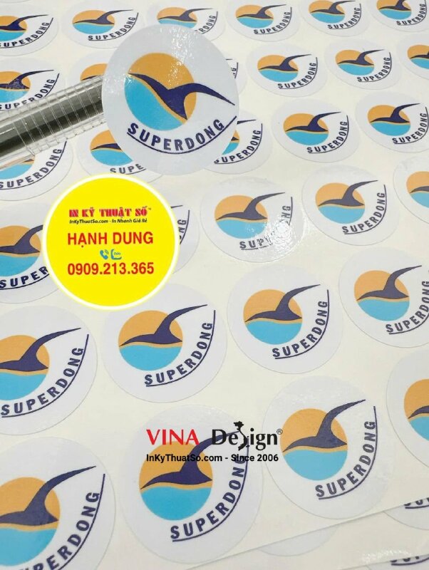 In tem dán áo logo cho sự kiện công ty tàu cao tốc, tem tròn 3cm decal sữa - INKTS3462
