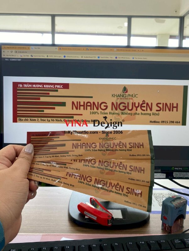 In tem dán hộp nhựa tròn trong, tem decal giấy dán nhãn hộp nhang trầm hương cao cấp - INKTS900
