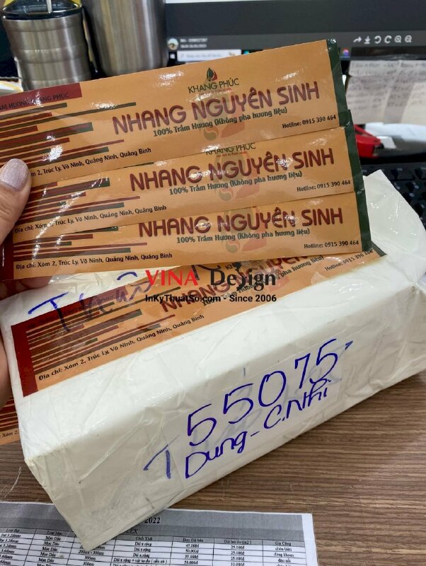 In tem dán hộp nhựa tròn trong, tem decal giấy dán nhãn hộp nhang trầm hương cao cấp - INKTS900