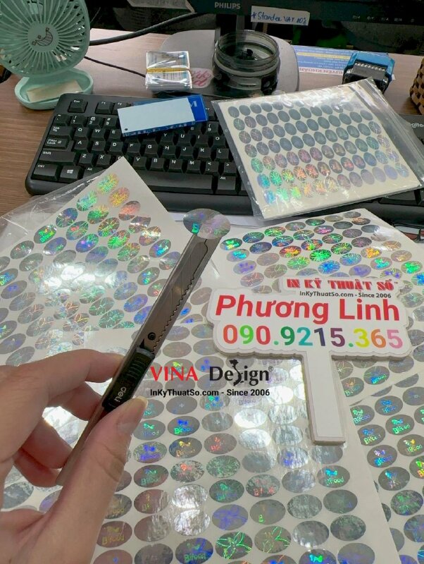 In tem hologram 7 màu chống giả sản phẩm thức ăn chim chào mào - INKTS595