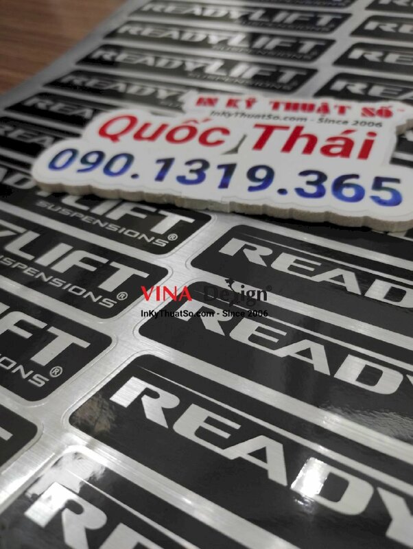 In tem nhãn phụ kiện ô tô, in tem nhôm xước ngang - INKTS836