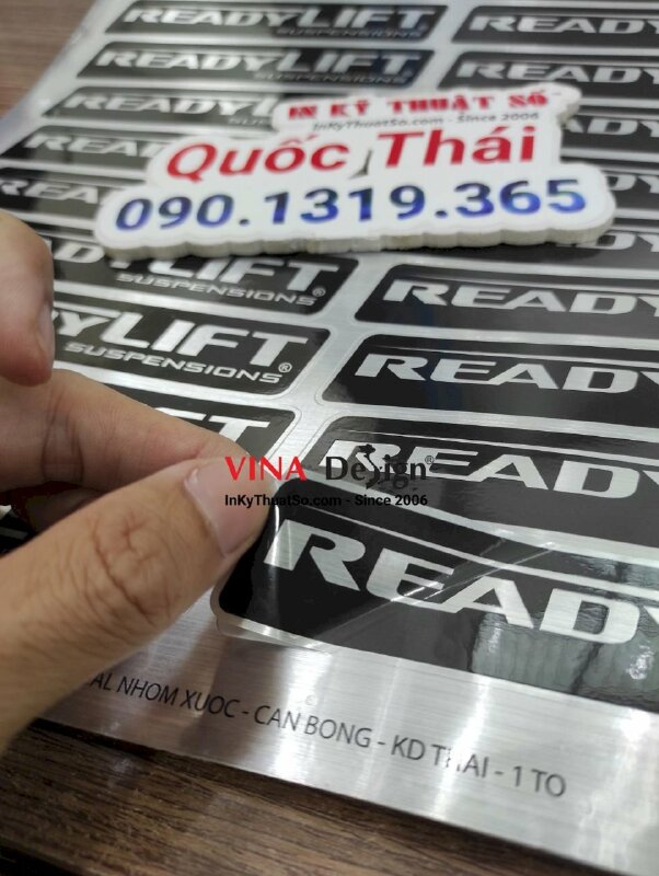 In tem nhãn phụ kiện ô tô, in tem nhôm xước ngang - INKTS836