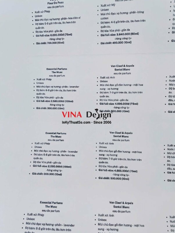 In tem nhãn phụ thông tin thành phần nước hoa, tem decal giấy - INKTS3540