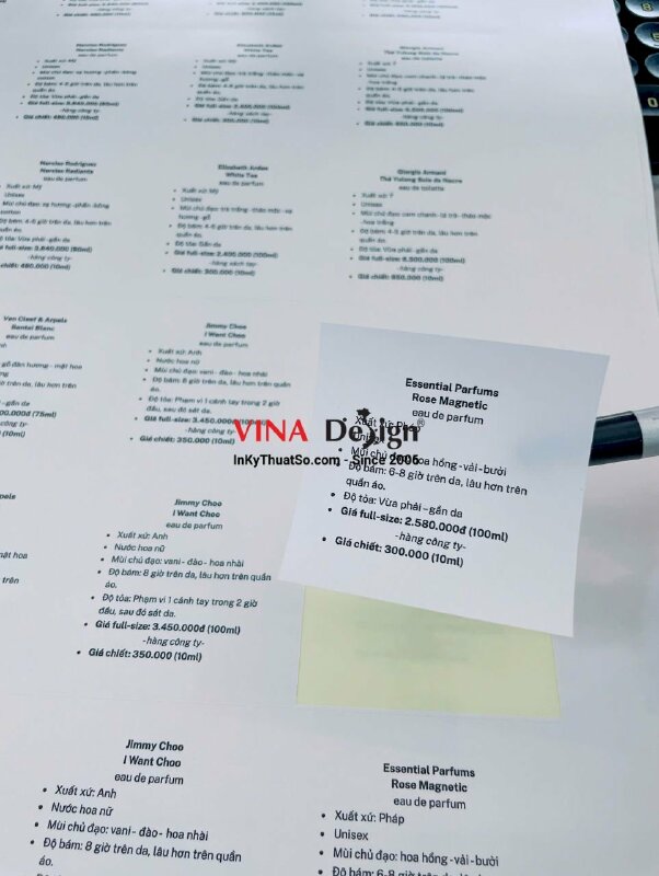 In tem nhãn phụ thông tin thành phần nước hoa, tem decal giấy - INKTS3540
