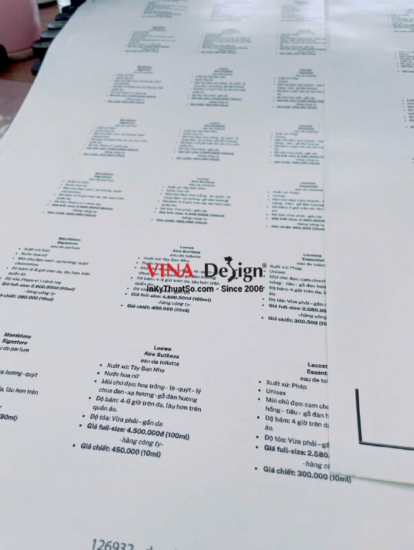 In tem nhãn phụ thông tin thành phần nước hoa, tem decal giấy - INKTS3540