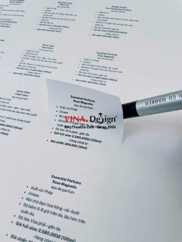 In tem nhãn phụ thông tin thành phần nước hoa, tem decal giấy - INKTS3540