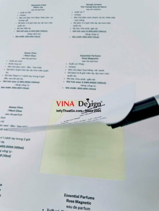 In tem nhãn phụ thông tin thành phần nước hoa, tem decal giấy - INKTS3540