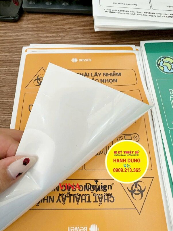 In tem nhãn PP có keo khổ A5, nhãn dán phân loại rác bệnh viện - INKTS3533