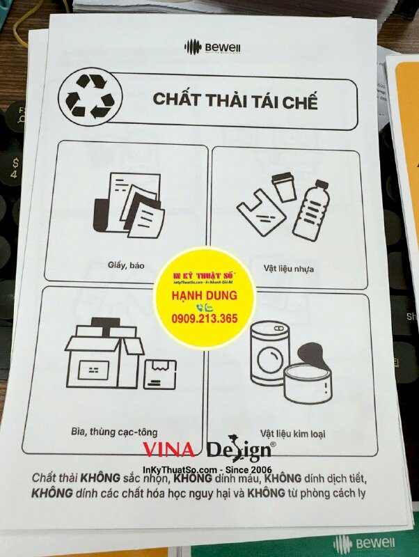 In tem nhãn PP có keo khổ A5, nhãn dán phân loại rác bệnh viện - INKTS3533