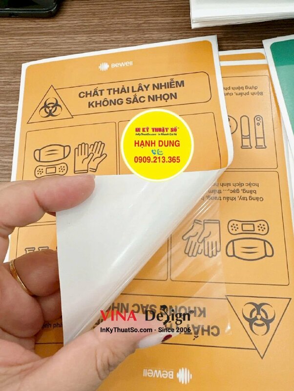 In tem nhãn PP có keo khổ A5, nhãn dán phân loại rác bệnh viện - INKTS3533