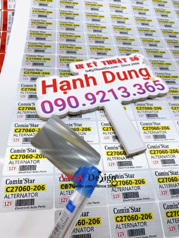 In tem nhôm xước dán phụ tùng điện ô tô - INKTS519