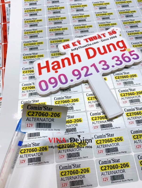 In tem nhôm xước dán phụ tùng điện ô tô - INKTS519