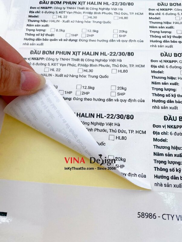 In tem phụ sản phẩm, hàng hóa nhập khẩu, tem decal giấy - INKTS601