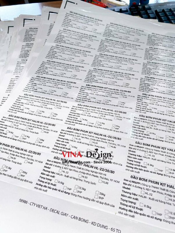 In tem phụ sản phẩm, hàng hóa nhập khẩu, tem decal giấy - INKTS601