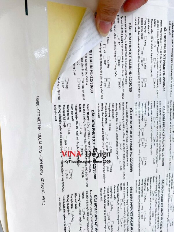 In tem phụ sản phẩm, hàng hóa nhập khẩu, tem decal giấy - INKTS601