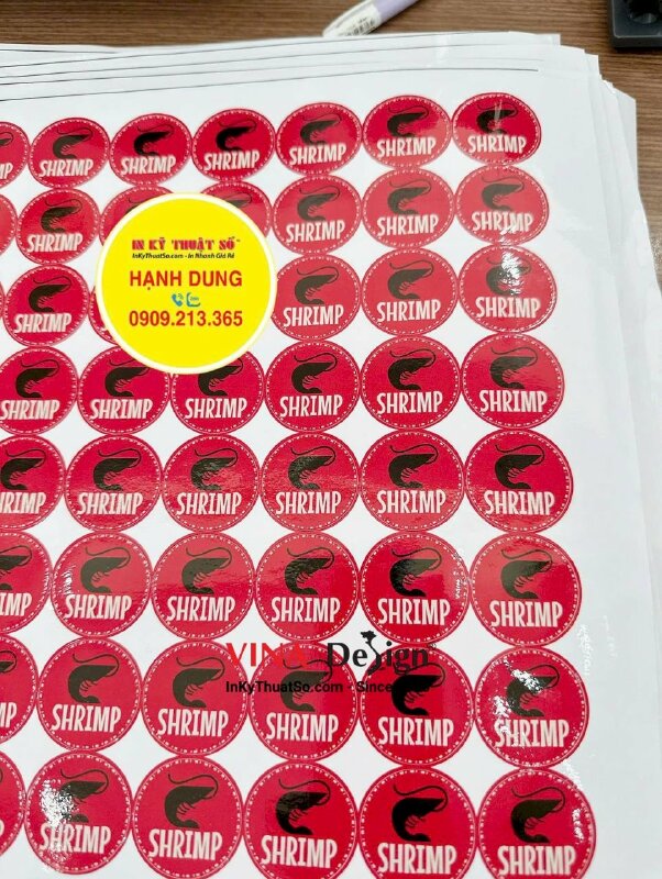 In tem tròn phân loại thực phẩm Pork Shrimp Chicken Beef, hàng gửi đi Mỹ từ TPHCM - INKTS3517