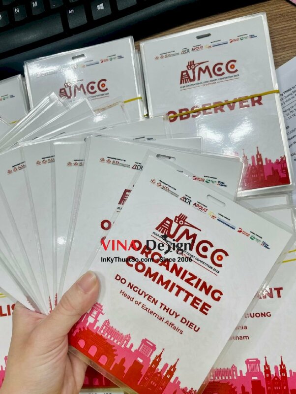 In thẻ đeo sự kiện cuộc thi Phiên Tòa Giả Định Quốc Tế ALSA - INKTS717