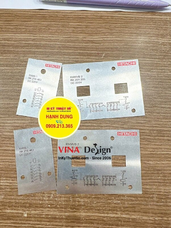 In thẻ inox nhôm xước in UV, gia công đục lỗ như mẫu làm mặt tủ điện, thiết bị điện - INKTS3508