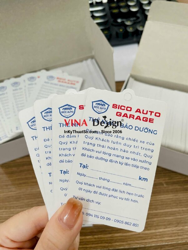 In thẻ nhắc bảo dưỡng cho garage, hàng gửi đi Đắk Lắk từ TPHCM - INKTS3466
