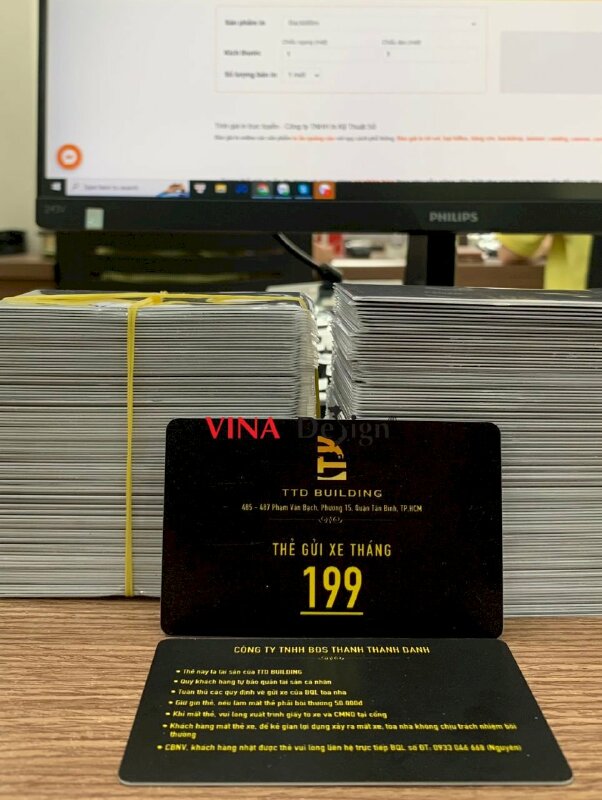In thẻ nhựa PVC làm thẻ giữ xe, in 2 mặt, ép mờ - INKTS278
