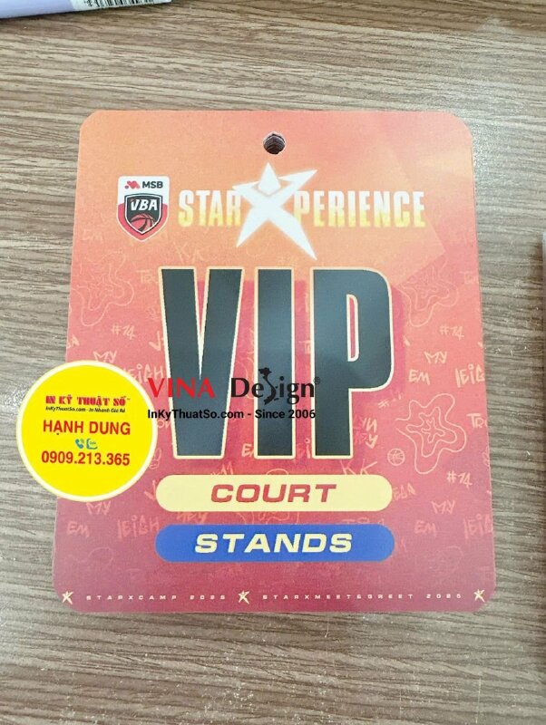 In thẻ VIP đeo sự kiện StarXCamp chương trình hội trại bóng rổ VBA, thẻ nhựa bấm lỗ tròn - INKTS3532