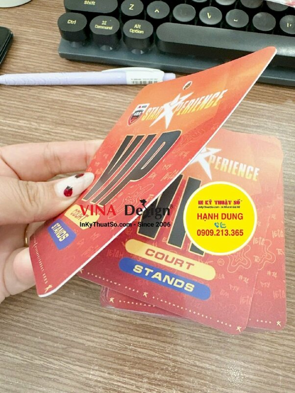 In thẻ VIP đeo sự kiện StarXCamp chương trình hội trại bóng rổ VBA, thẻ nhựa bấm lỗ tròn - INKTS3532