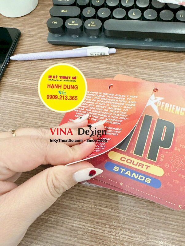 In thẻ VIP đeo sự kiện StarXCamp chương trình hội trại bóng rổ VBA, thẻ nhựa bấm lỗ tròn - INKTS3532