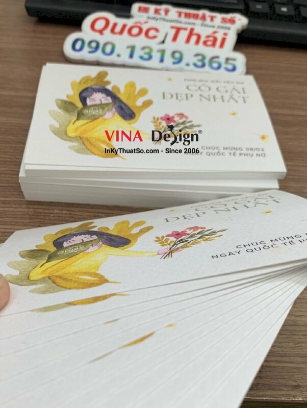 In thiệp 8 3 giấy mỹ thuật Vân Mây, thiệp in hoa lá, làm thiệp bằng tranh in hoa lá - INKTS1232