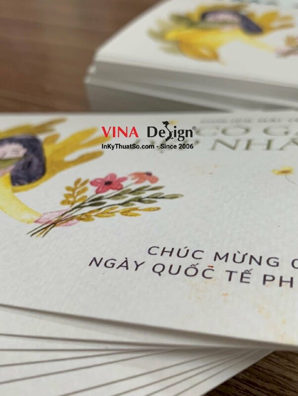 In thiệp 8 3 giấy mỹ thuật Vân Mây, thiệp in hoa lá, làm thiệp bằng tranh in hoa lá - INKTS1232