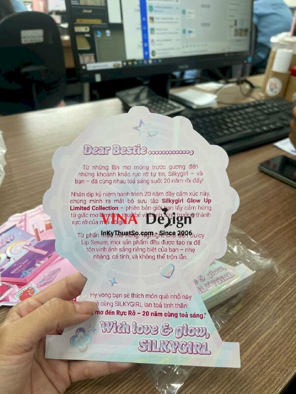 In thiệp cảm ơn khách hàng gửi kèm set mỹ phẩm phiên bản giới hạn mừng sinh nhật từ thương hiệu mỹ phẩm - INKTS3501