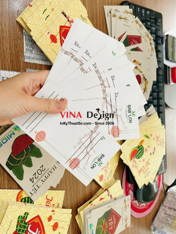 In thiệp chúc mừng năm mới khách hàng, in thiệp 7x13cm - INKTS1103