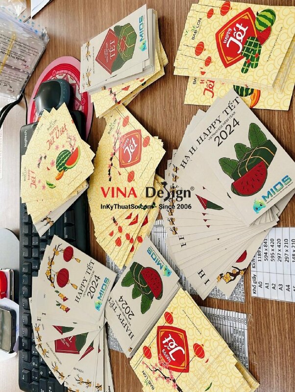 In thiệp chúc mừng năm mới khách hàng, in thiệp 7x13cm - INKTS1103