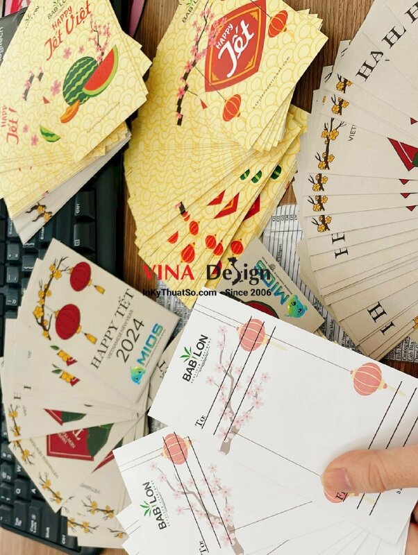 In thiệp chúc mừng năm mới khách hàng, in thiệp 7x13cm - INKTS1103