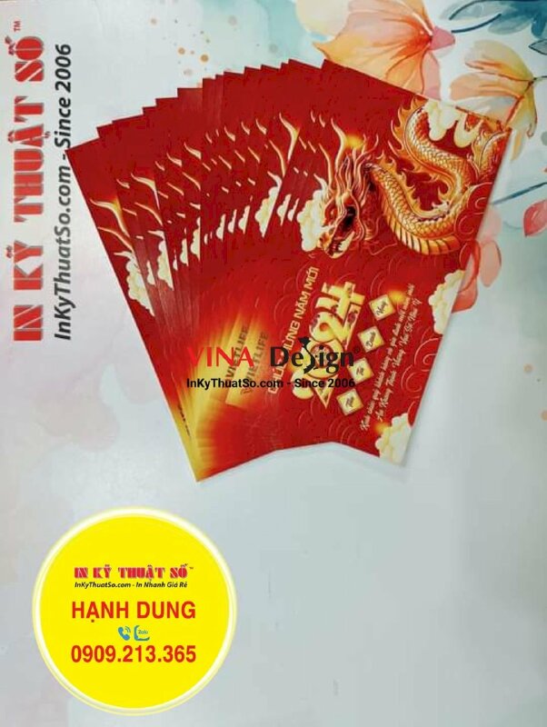 In thiệp chúc Tết khách hàng, in thiệp 20x10cm - INKTS1105