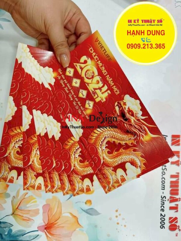 In thiệp chúc Tết khách hàng, in thiệp 20x10cm - INKTS1105