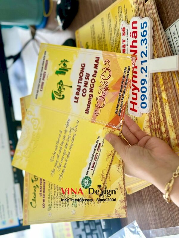 In thiệp mời lễ Đại tường cố Ni sư, in thiệp mời cho Chùa - INKTS1052