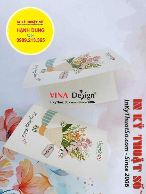 In thiệp mừng giấy mỹ thuật N05 gắn quà tặng sản phẩm thực phẩm chức năng, làm đẹp - INKTS1359