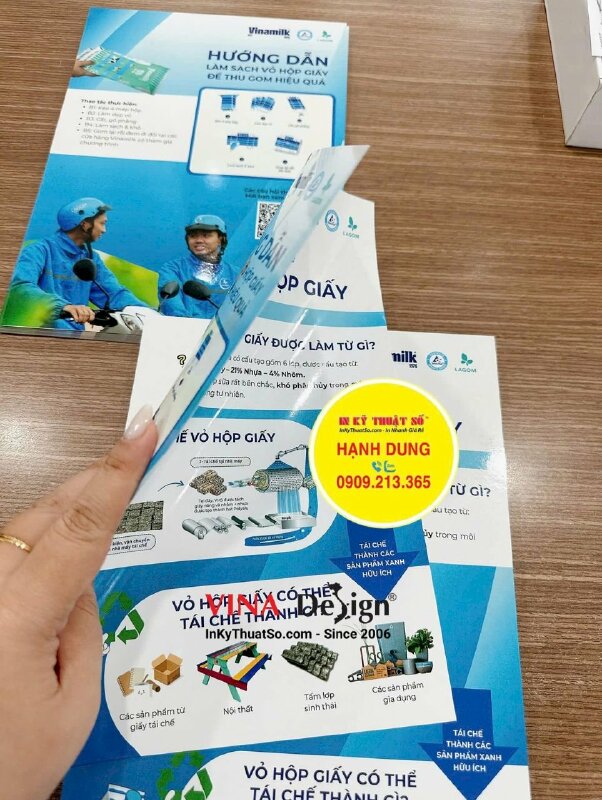 In tờ hướng dẫn tái chế vỏ hộp sữa, in nhanh tờ rơi khổ A5 số lượng ít - INKTS3458