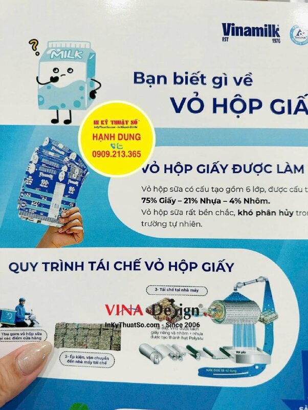 In tờ hướng dẫn tái chế vỏ hộp sữa, in nhanh tờ rơi khổ A5 số lượng ít - INKTS3458