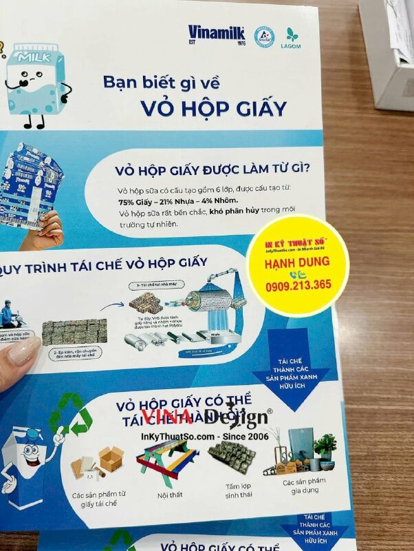 In tờ hướng dẫn tái chế vỏ hộp sữa, in nhanh tờ rơi khổ A5 số lượng ít - INKTS3458