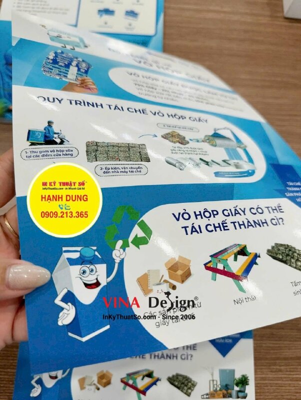 In tờ hướng dẫn tái chế vỏ hộp sữa, in nhanh tờ rơi khổ A5 số lượng ít - INKTS3458
