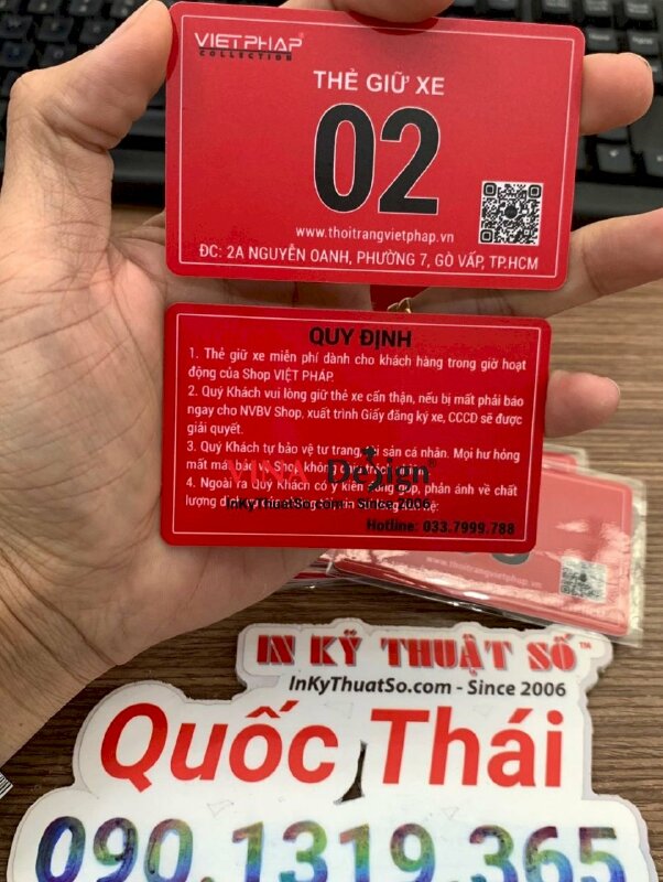 In vé giữ xe nhựa PVC shop thời trang - INKTS1057