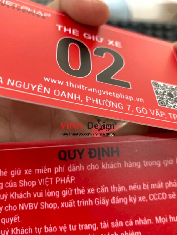 In vé giữ xe nhựa PVC shop thời trang - INKTS1057
