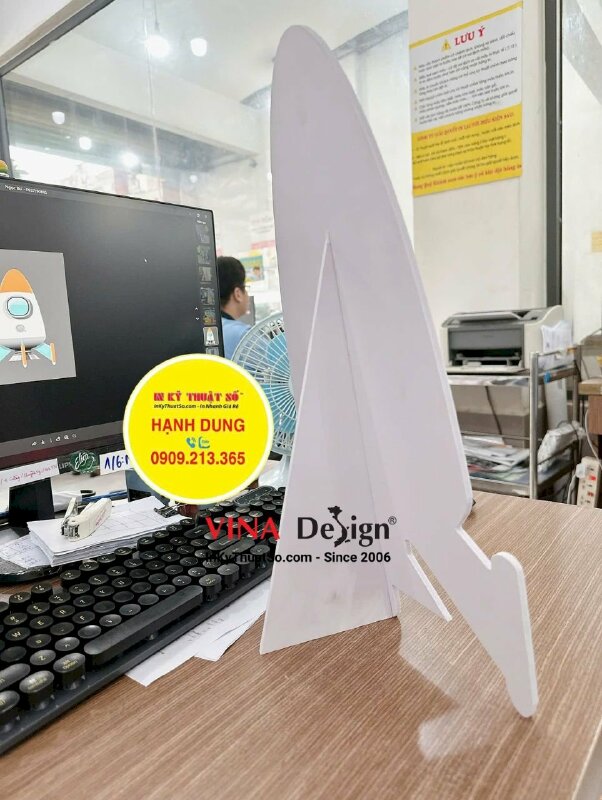 Làm mô hình tàu vũ trụ để bàn từ formex, cắt CNC theo hình, có làm chân đế để bàn - INKTS3513