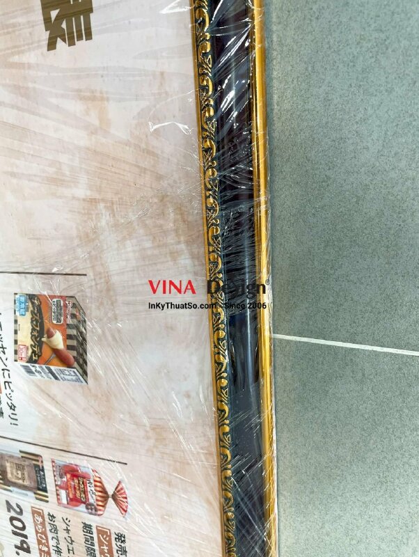 In bảng niên biểu timeline lịch sử phát triển của sản phẩm xúc xích Nhật, in Formex đóng khung gỗ viền - INKTS3594