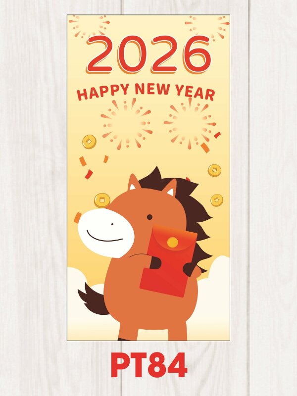 In bao lì xì Chibi Bính Ngọ 2026 Happy New Year - Mã PT84 - INKTS2540
