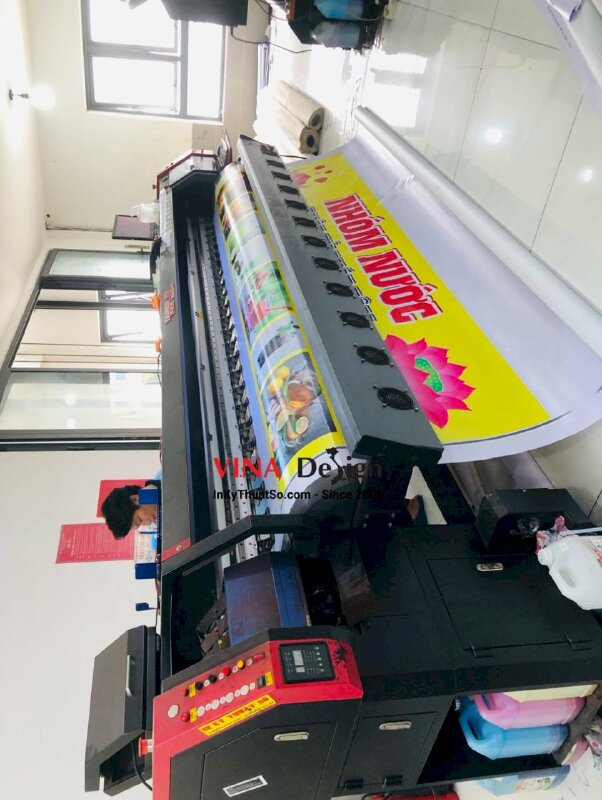 In biển bạt gian hàng phục vụ nước cho nhóm thiện nguyện Phật giáo, banner treo chất liệu bạt Hiflex - INKTS3104