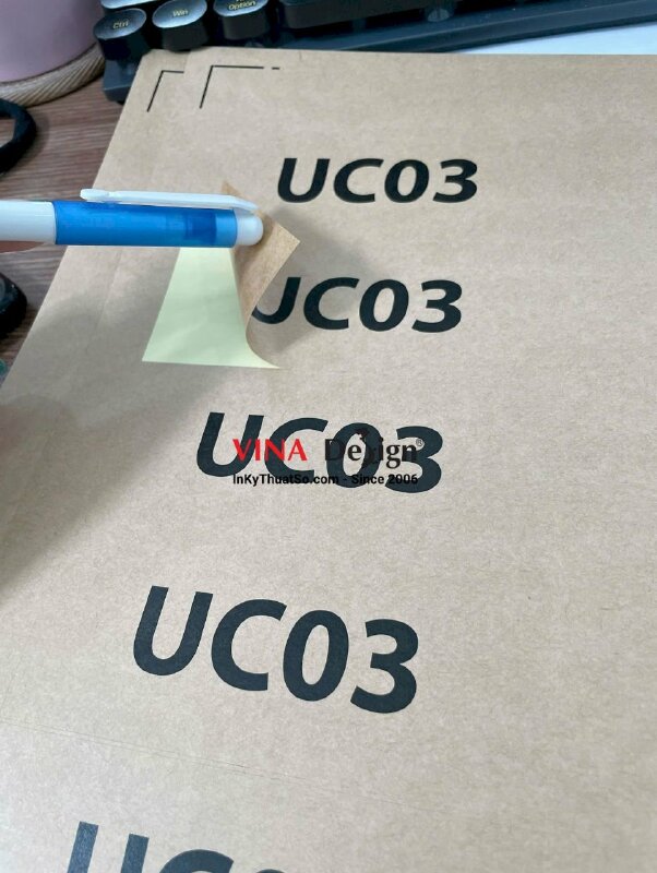 In decal giấy Kraft dán thùng hàng Carton, có bế - INKTS3559